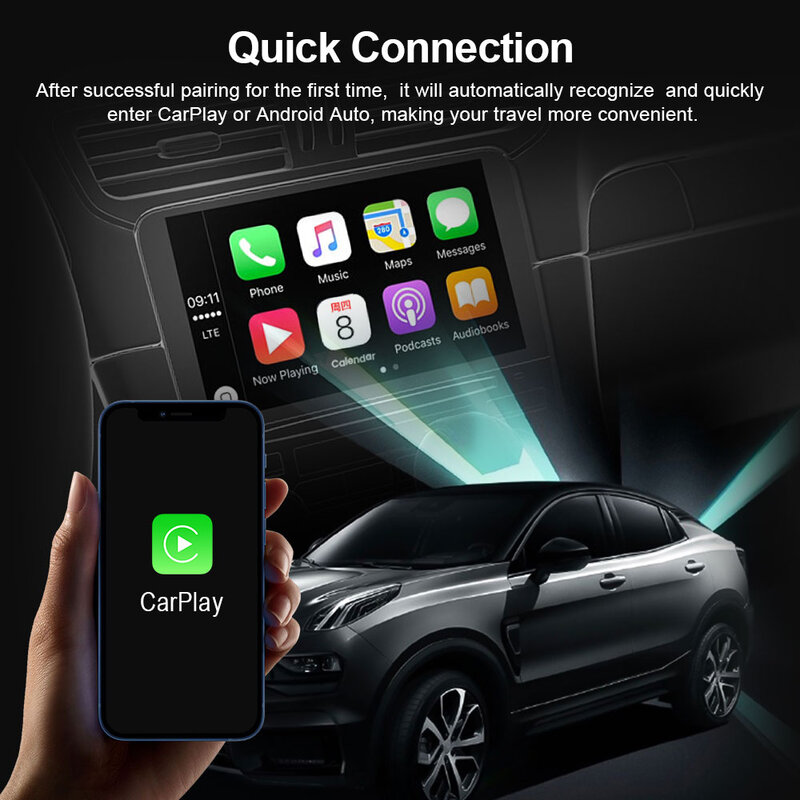 TIMEKNOW-Adaptateur CarPlay sans fil 2 en 1, Android Auto, Apple Car Play Dongle, Mini AI Box pour ToyPain MG, Renault Volvo Audi VW Kia