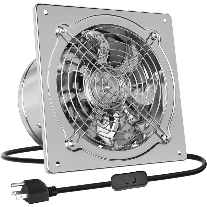 HG Power 10 Inch Metal Exhaust Fan with Switch, Powerful Garage Exhaust Fan with Damper