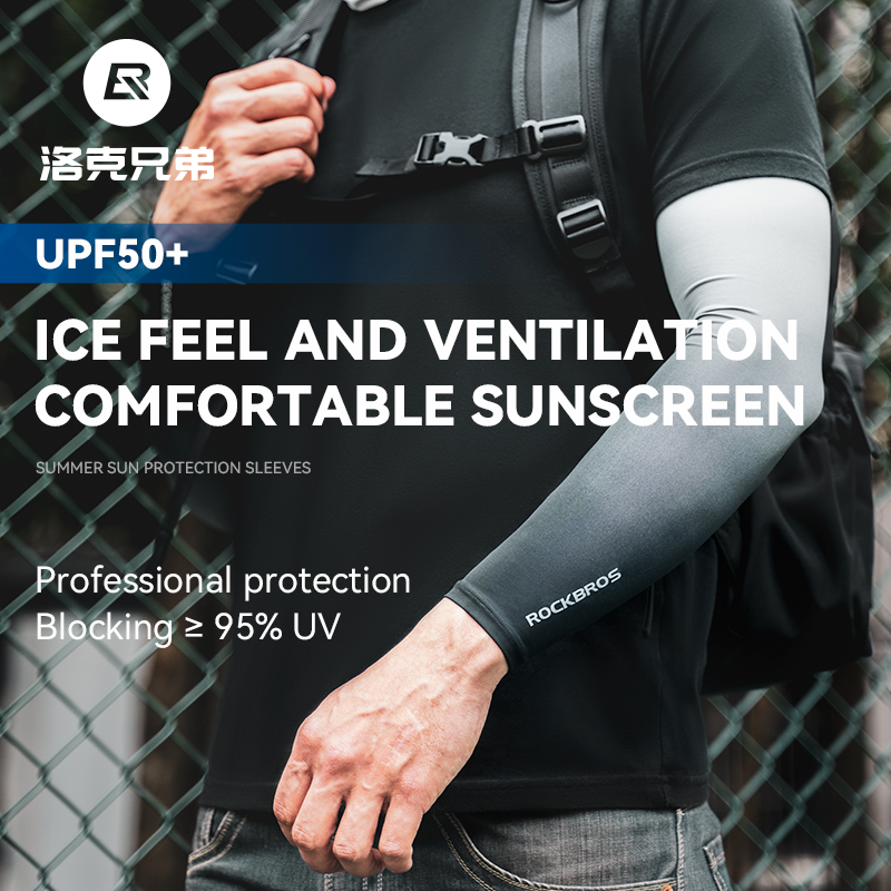 ROCKBROS แขนแขนผ้าไหมน้ำแข็งกีฬาแขนแขนขี่จักรยาน Sun UV ป้องกัน Breathable รองเท้าวิ่งกลางแจ้งอุปกรณ์ฟิตเนส