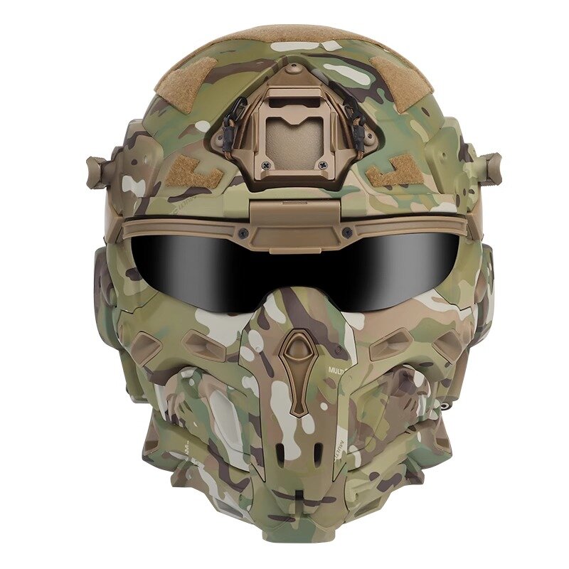 ABS Outdoor Casco Protector cuffie integrate obiettivo di sicurezza a più colori CS Game Full Face Field Cover Tactical Mask Helmet