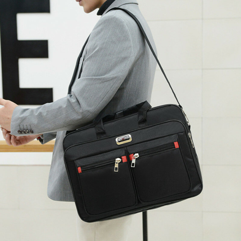 Многофункциональный портфель из ткани Оксфорд для мужчин, сумка для ноутбука 14 дюймов, многослойный офисный саквояж на плечо, деловой чемоданчик