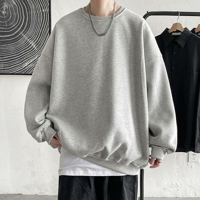 Sudadera cómoda para hombre, suéter de manga larga con cuello redondo, Color sólido, diseño grueso y cálido, informal, Otoño e Invierno
