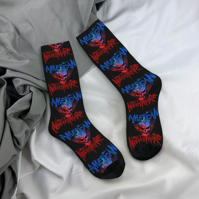 Crazy Design In The Ring Cody Rhodes Football Socks American Nightmare Polyester Crew Socks for Unisex Breathable