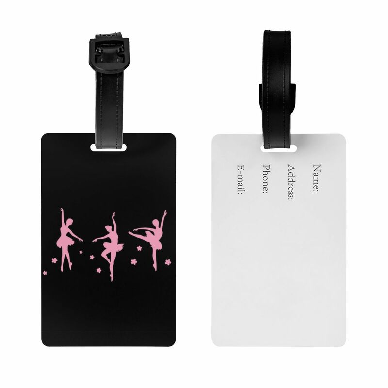 Custom Cute Ballet Dancing Luggage Tags for Travel Suitcase Ballerina Dance Dancer Privacy Cover Name ID Card
