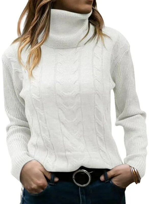 Solid Color High Neck Knit 2023 Autumn/Winter New European and American Vintage Long Sleeve Sweater Women's Wear