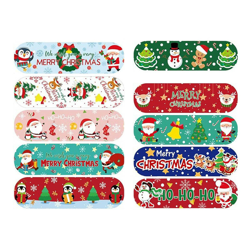 10pcs/set Christmas Style Band Aid Cartoon Santa Claus Snowman Elk Pattern Plaster Wound Dressing Patch Adhesive Bandages