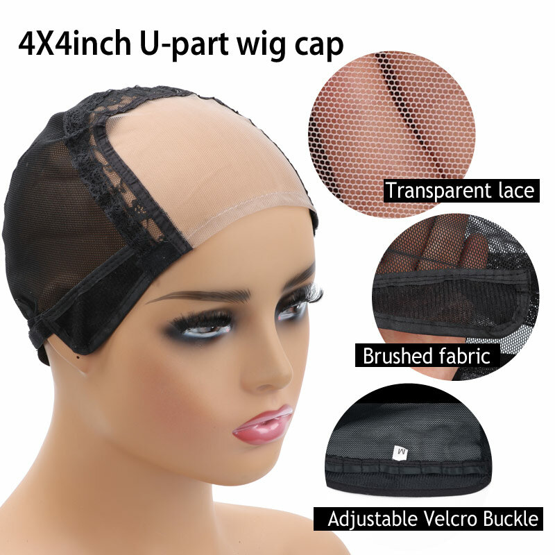 4x4 U Part Lace Wig Cap For Making Wigs Mesh Silk Base Dome Cap Swiss Lace Weave Cap Hairnet Ventilated Wig Cap S M L Size