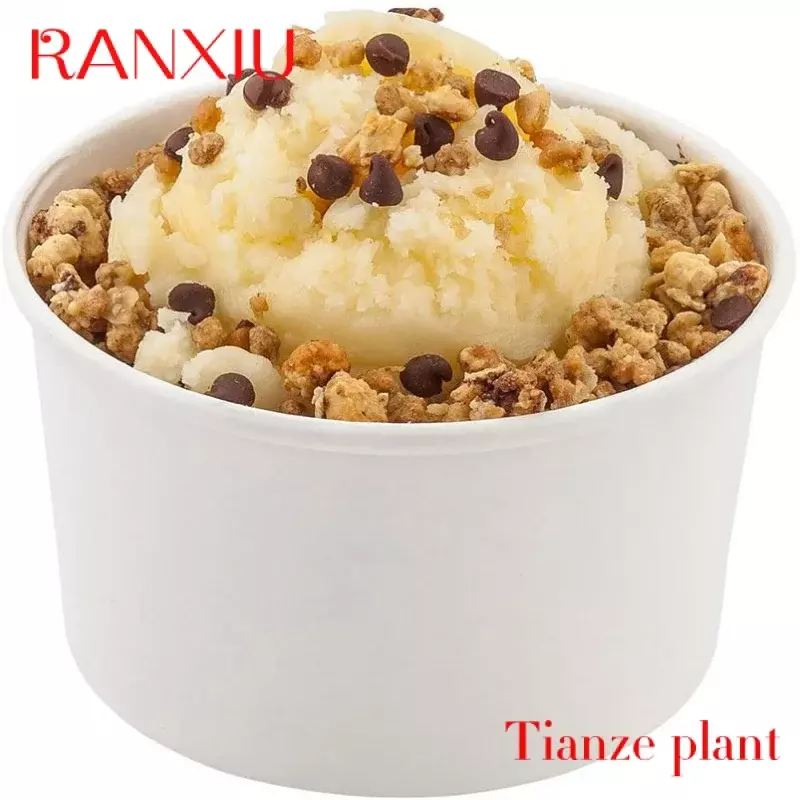 disposable 8oz 12oz 16oz  ice containers, custom printed ice dessert cup packaging bowl with lid and spoon