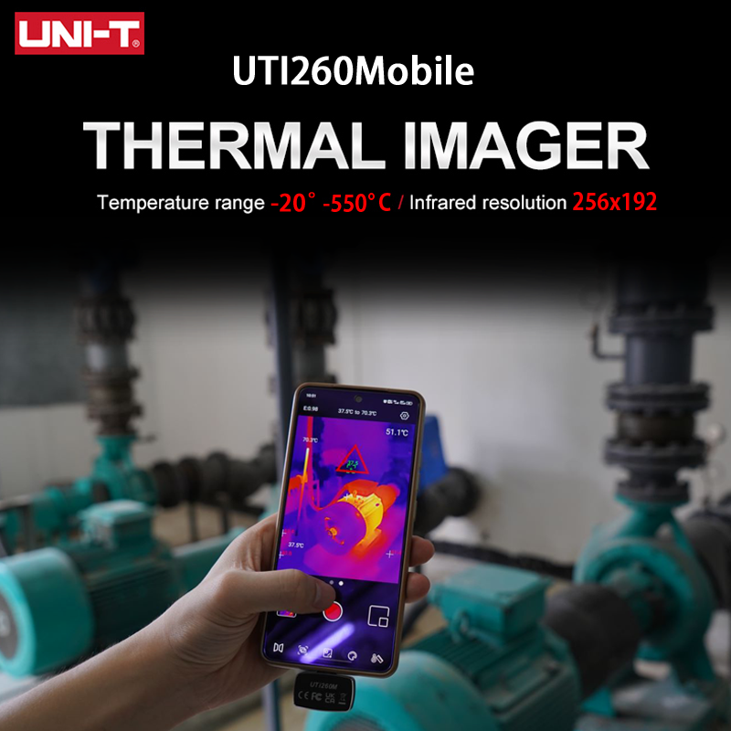 Câmera térmica móvel do UNI-T-UTI260M para o telefone do Android, inspeção 25Hz industrial, detecção da perda do calor, imageador térmico infravermelho
