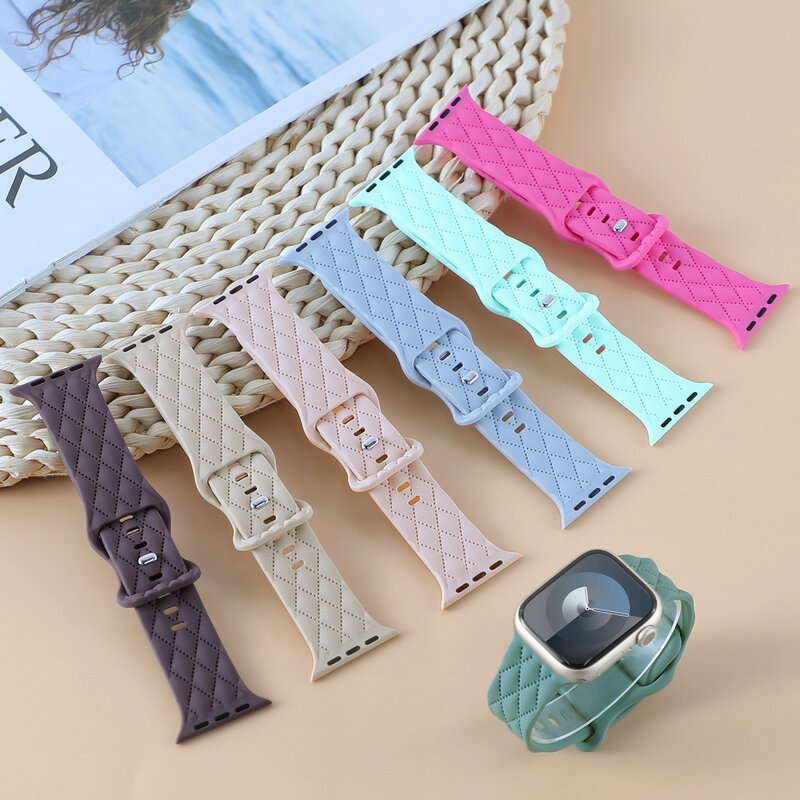 Silicone strap For Apple Watch Band 42mm 44mm 45mm 41mm 49mm 40mm braided bracelet correa iwatch Series 8 9 SE 7 6 5 4 3 Ultra