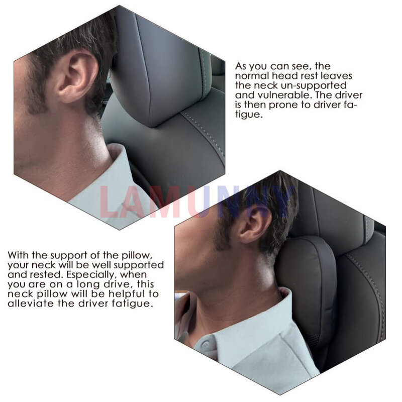 Bantal sandaran kepala untuk Tesla, 2 buah bantal leher desain unik untuk Tesla Model Y/3 bantal penopang leher kulit asli