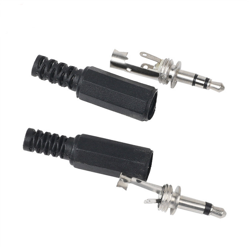 Adaptador de clavija macho de Audio de 3,5mm y 1/8 ", Conector Mono/estéreo para auriculares de 3,5mm, 2/3/4 polos, color negro