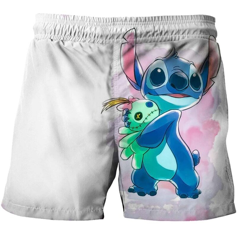 Pantalones cortos de puntada de Disney para niños, ropa de playa, Camisetas estampadas, pantalones cortos divertidos para hombres, ropa de playa para bebés