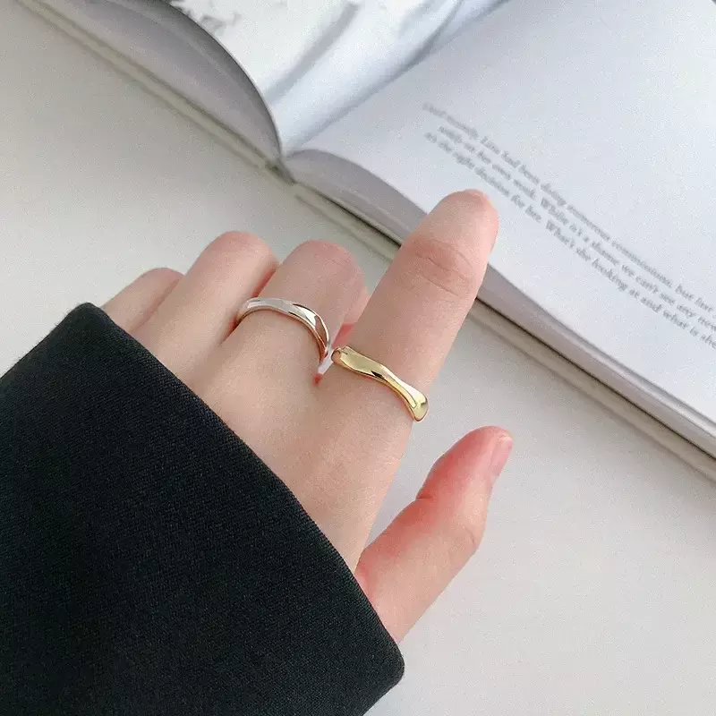 Silberfarbener ovaler verstellbarer Ring für Mode Frauen Mädchen Party feiner Schmuck minimalist ische geometrische Punk-Accessoires