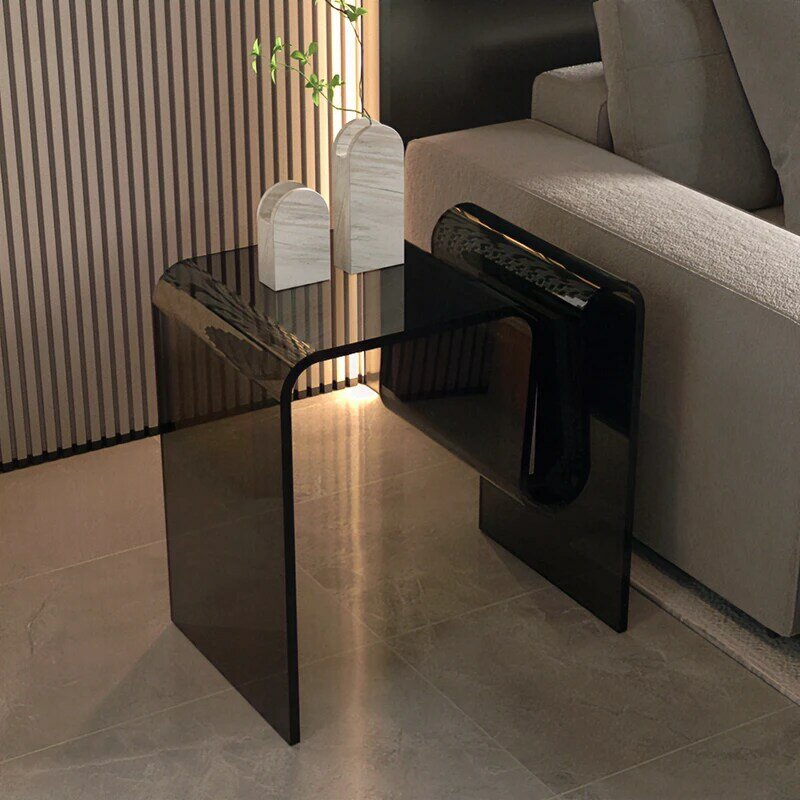 Luxo acrílico transparente mesas de café nordic sala estar móvel sofá lateral pequena mesa móveis para casa quarto cabeceira gabinete
