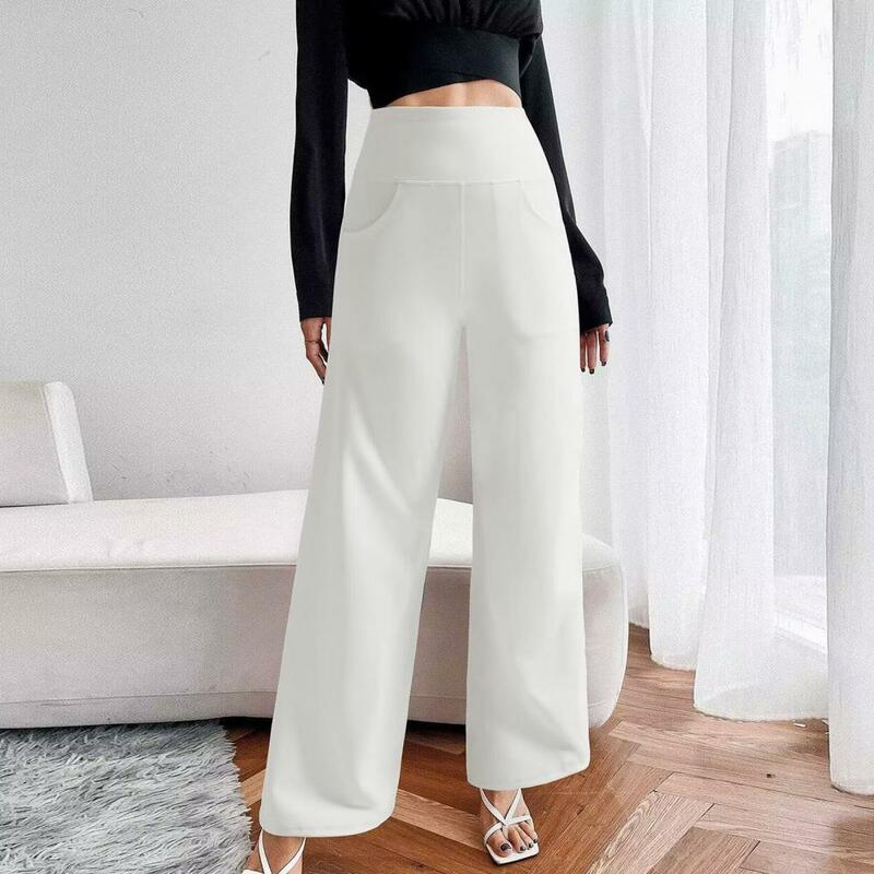 TUNIControl-Pantalon de yoga taille haute pour femme avec poches latérales, Jambes larges, FJFOR, Tenue décontractée