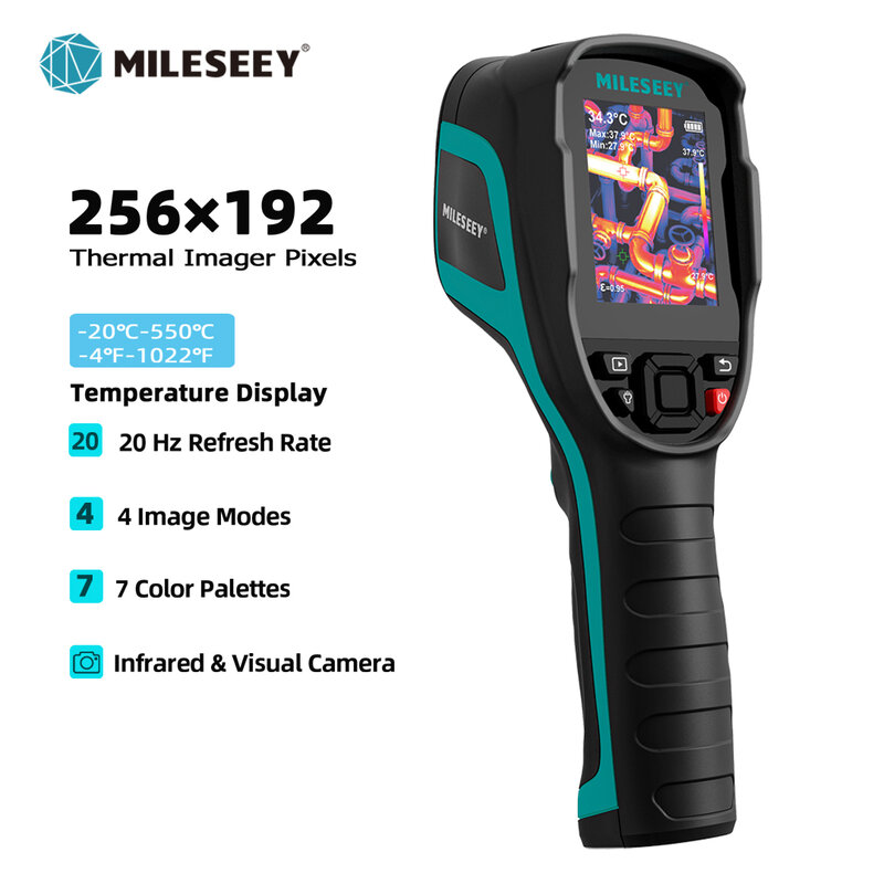 MILESEEY-TR256E /B Thermal Imager, 256X192 Imaging Camera, Medidor de temperatura infravermelho para reparo, PCB, Pipeline Detection