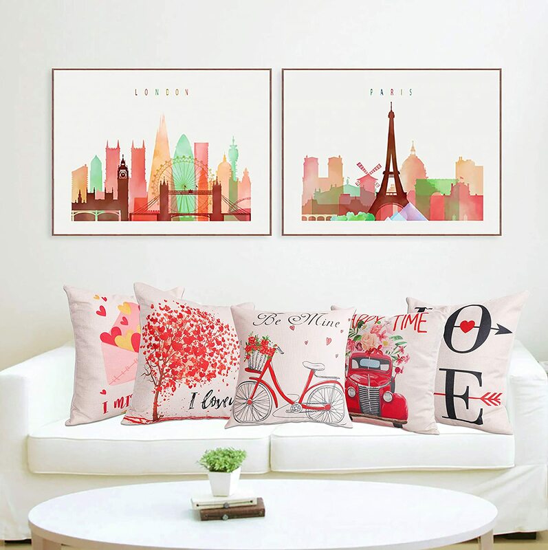 装飾的なバレンタインデーの枕カバー,8個のセット,クッションカバー,ピンク,トラック,赤いハート,愛