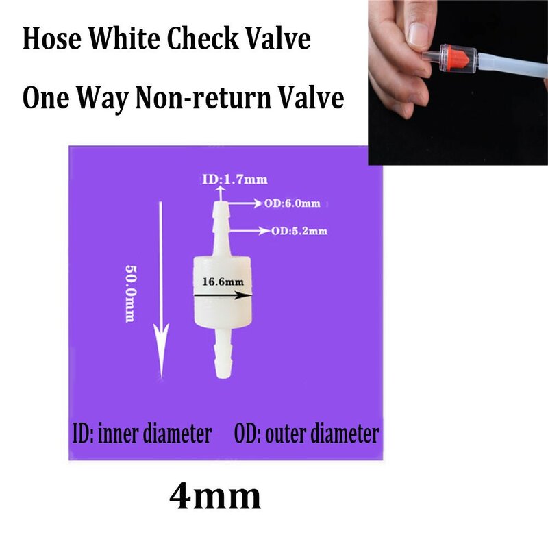 1pc Hose ID Plastic White Check Valve Way Non-return Valve 4mm-12mm Home Plumbing Accessories And Parts For Fuel Gas Liquid