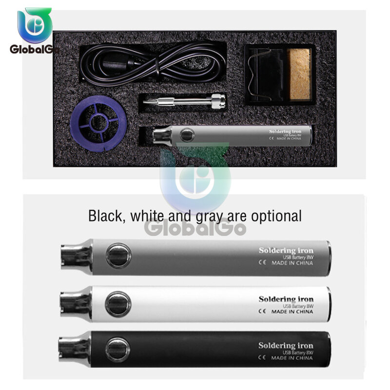 Mỏ hàn sạc USB Bộ mỏ hàn điện 5V 8W sắt Hàn kỹ thuật số có thể điều chỉnh nhiệt độ kèm giá đỡ dây thiếc