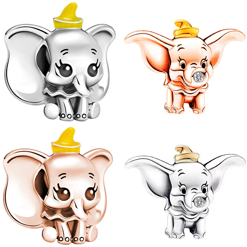 Fit Pandora Disney 100. Rocznica Dumbo Lab grows diamentowy urok do wyrobu biżuterii, akcesoria do bransoletki koraliki Anime dla kobiet