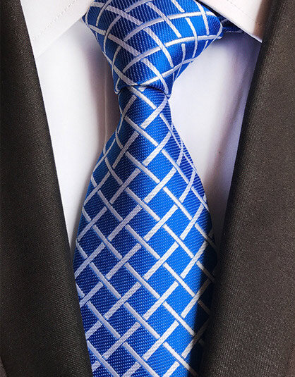 Classic 8CM Polyester Tie Men Plaid Necktie Man's Formal  Wedding Office Party Gift Accessories Blue Green