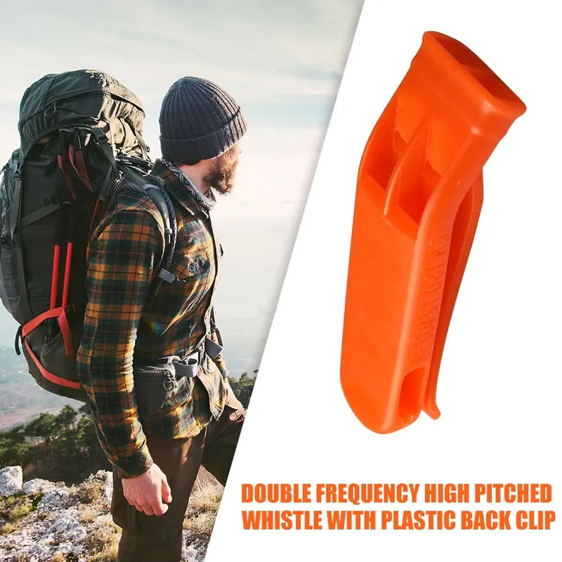 Emergência Equipamento Multifuncional Kit, acampamento exterior de plástico Caminhadas Sobrevivência, alto Sports Match Dual Band Whistle