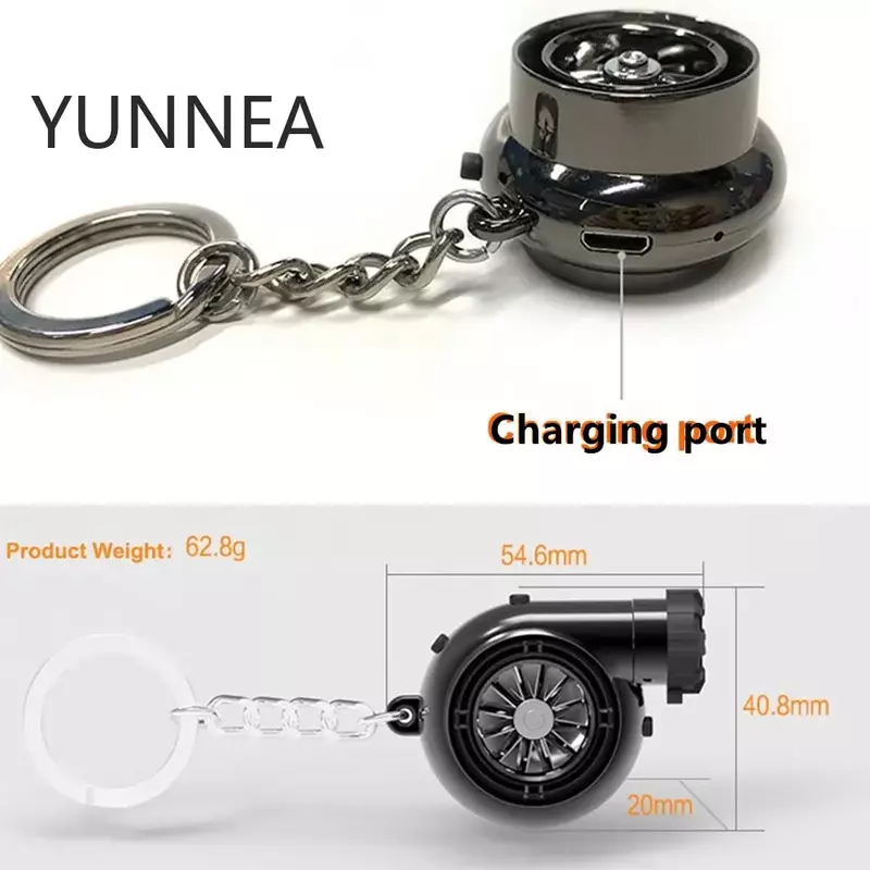 EDC Outdoor Turbine Lighter Turbo Cigarette Lighter USB Charging Keychain Metal Car Keychain Pendant Car Modified Creative Gifts