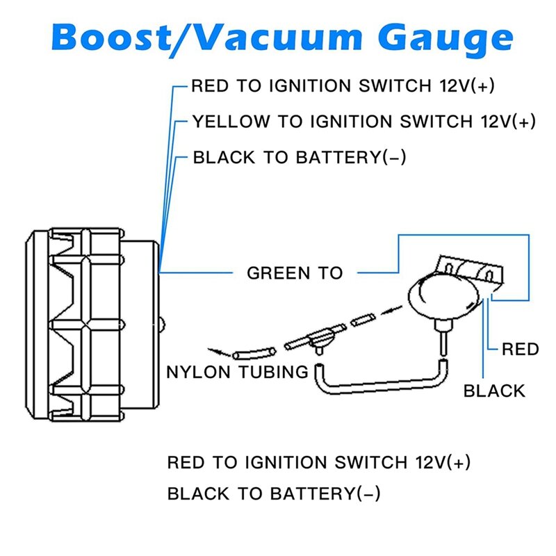Turbo Boost Vakuum meter Kit, 7 Farben 30 psi 12V Auto Turbo Boost Meter Messgerät mit schwarzem Zifferblatt für PKW, 2-1/2 Zoll
