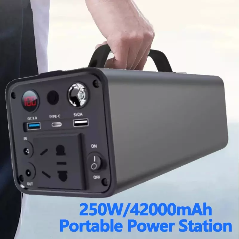 Portable Mobile Power Supply 250W Large Capacity Emergency Energy Storage Battery 30Ah Solar Generator Outdoor Car Power Station