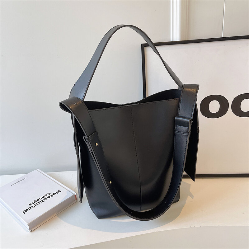 Retro Bucket Bag High Quality Pu Leather Women Shoulder Handbag With Phone Bag Female Large Capacity Crossbody Tote