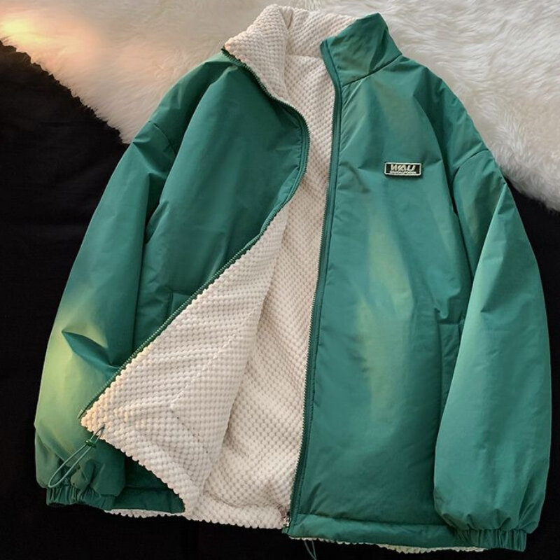 남성용 다운 코튼 코트 겨울 재킷, 짧은 리버시블 루즈 파카, 두껍고 따뜻한 아웃웨어, 레저 패션 오버코트, 2023 신상