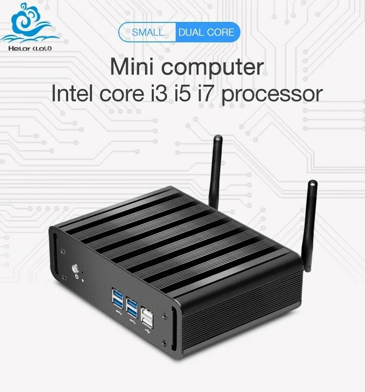 HelorPC-Mini Computador Desktop, Intel Core i3, i5, i7, 4005U, 5005U, 4500U, RAM DDR4, 4K, HTPC, Caixa de TV, USB 3.0, PC WIFI