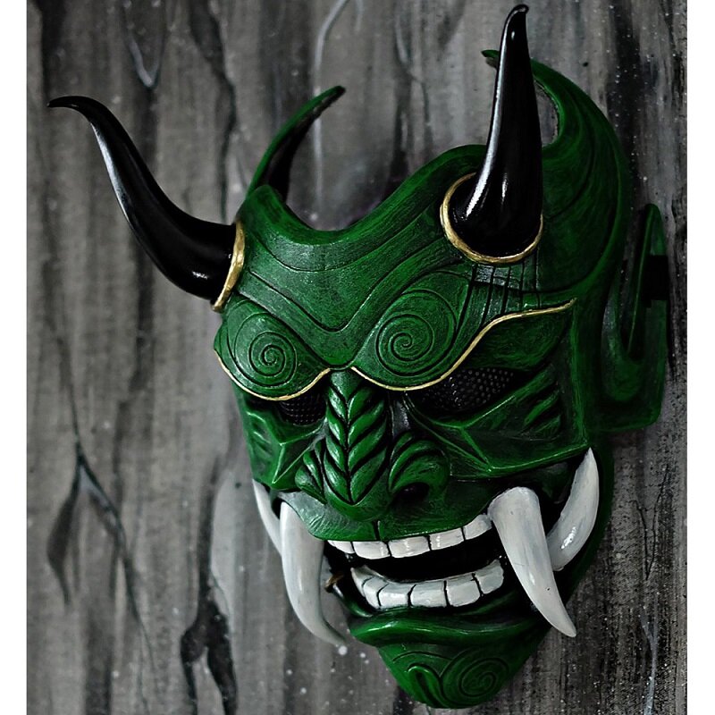 Maschera Cosplay copricapo Oni Samurai Cow Devil smorfia zanne Costume puntelli Halloween Horror Decor decorazione della casa