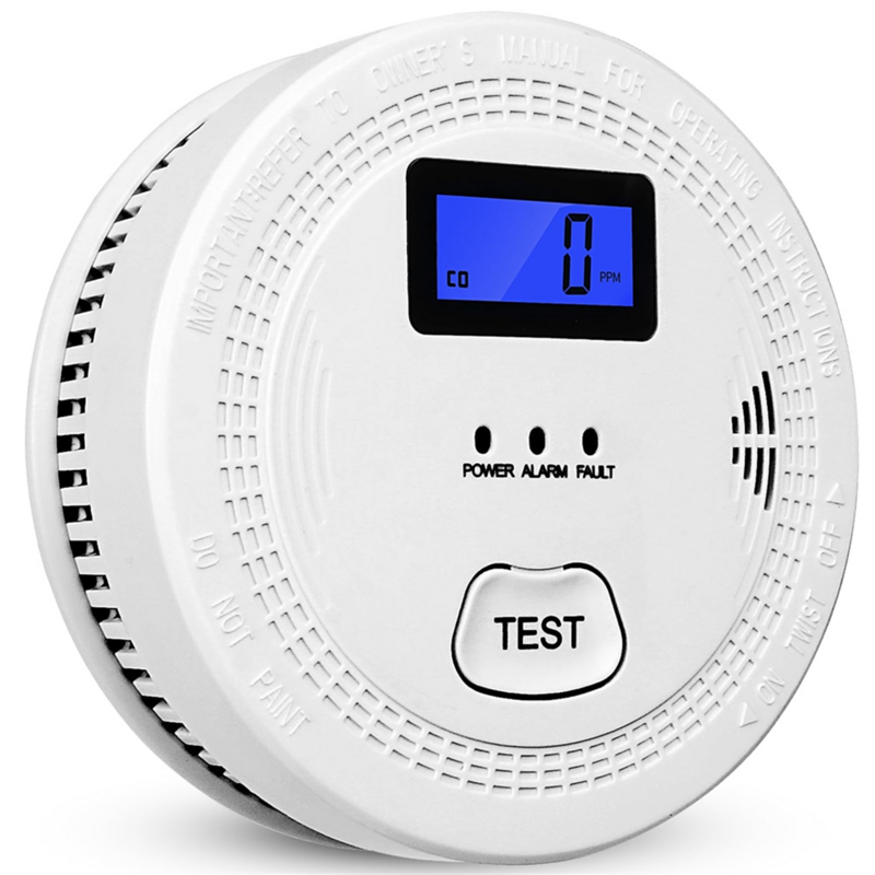 2 in 1 CO & Alarm asap, detektor karbon monoksida, detektor asap, 85DB di Alarm, untuk rumah dan Dapur, layar LCD, A