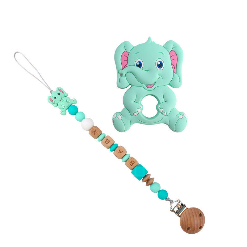 Именная цепочка для соски-пустышки зажим-держатель для детской соски Elephant, подарок для детского душа, не содержит Бисфенол А, атташе Tetine