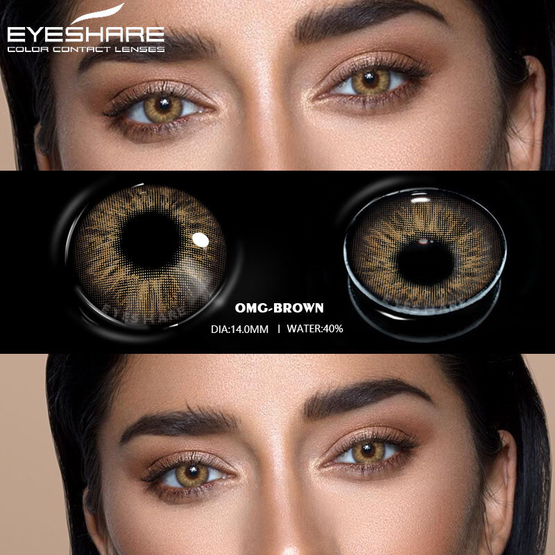 EYESHARE-lentes de contacto para miopía, lentillas de colores para ojos con grado, marrones, grises, anuales, naturales, suaves, 1 par