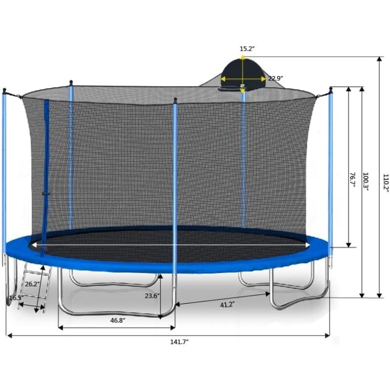 12-stopowy zestaw trampoliny z huśtawką, zjeżdżalnią, obręcz do koszykówki, trampolinami Fitness sportowy z siatką do wybiegu, trampolinami rekreacyjnymi
