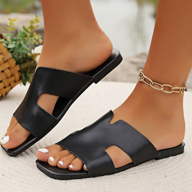 Zapatillas de playa clásicas para mujer, a la moda Sandalias planas, novedad de verano, 2024