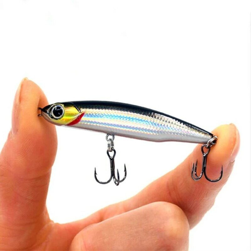 1Pcs Sinking Pencil Fishing Lure Wobblers 5cm 3.5g Mini Artificial Metal Hard Bait Jig 3D Eyes Pesca Trout Fishing Tackle