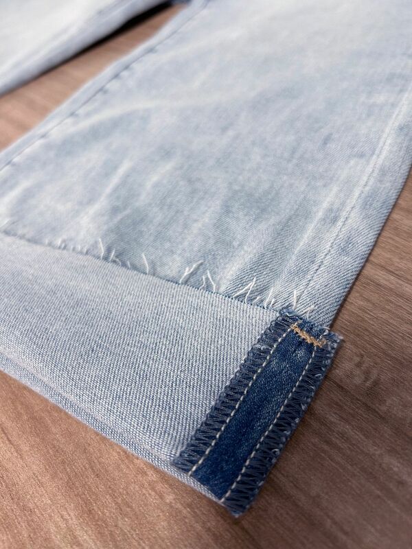 Celana denim wanita, celana denim wanita 2023, jeans panjang pergelangan kaki lurus longgar biru muda pinggang tinggi