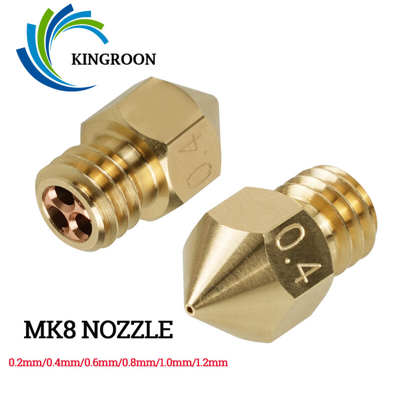 1/2/3 buah MK8 CHT Clone Nozzle 0.2/0.4/0.6/0.8/1.0/1.2mm nozel aliran tinggi untuk 1.75mm filamen 3D Printer tembaga Nozzle