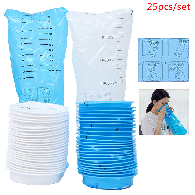 25pas Vomit Bags Disposable Emesis Bags for Nausea Relief Motion Sickness