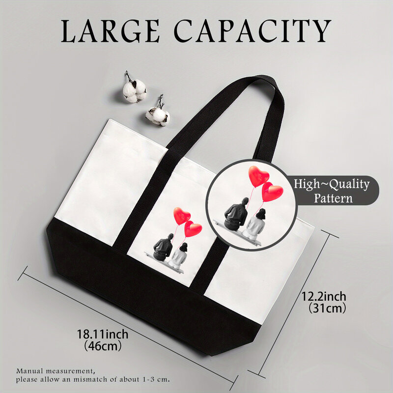 Sacola com bolso interno, adequado para os amantes, sacola de compras, levemente, grande capacidade, novo design padrão, presente