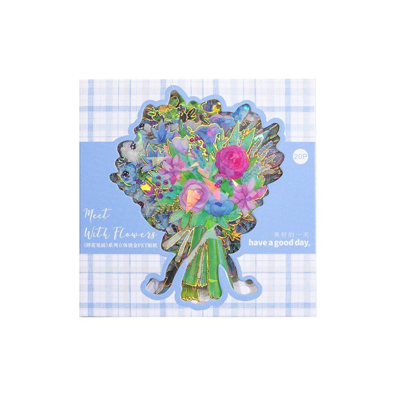 20 Pcs Flower Bouquets Precut Anti-UV Waterproof Decoration Album Planner Stickers Scrapbooking Diary Sticky Sticker