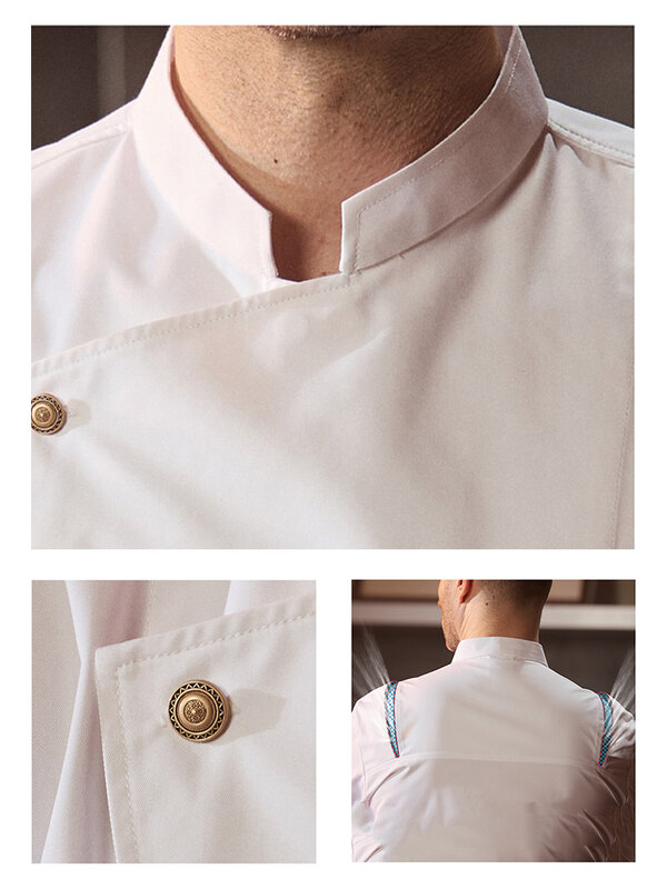 Высококачественная Мужская Униформа шеф-повара, ресторанная модель, куртка для кухни, кафетерия, рубашка для приготовления пищи, воздухопроницаемые куртки