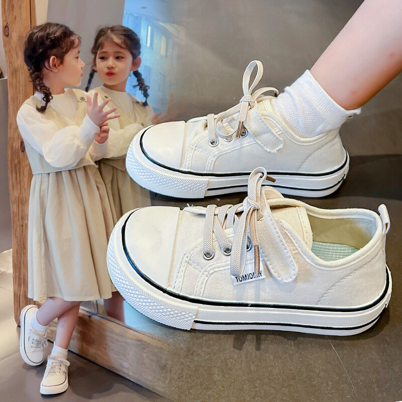 Children's Canvas Shoes 2024 New Spring Children's Soft Soled Board Shoes Students Canvas All Match Children's Shoes