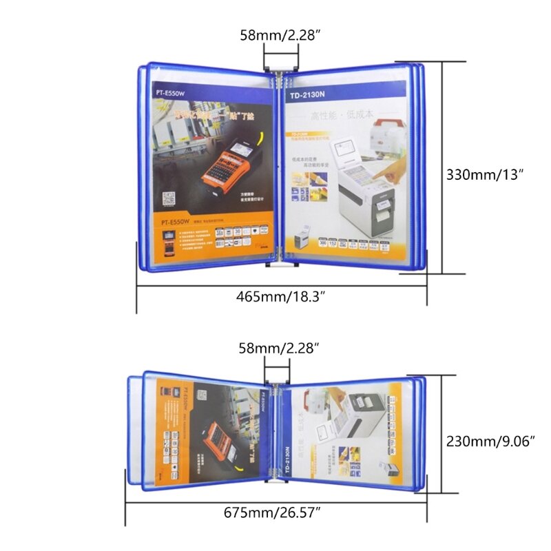 Vertical/Horizontal Wall Mounted Reference with 5 Easy-Loading Pocket