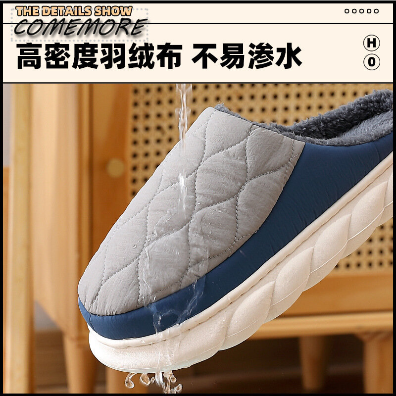 Autumn Winter Cotton Slippers New Home Floor Cotton Shoes Warm Anti Slip Mens Platform Thick Bottom Leisure Cotton Slippers Lady