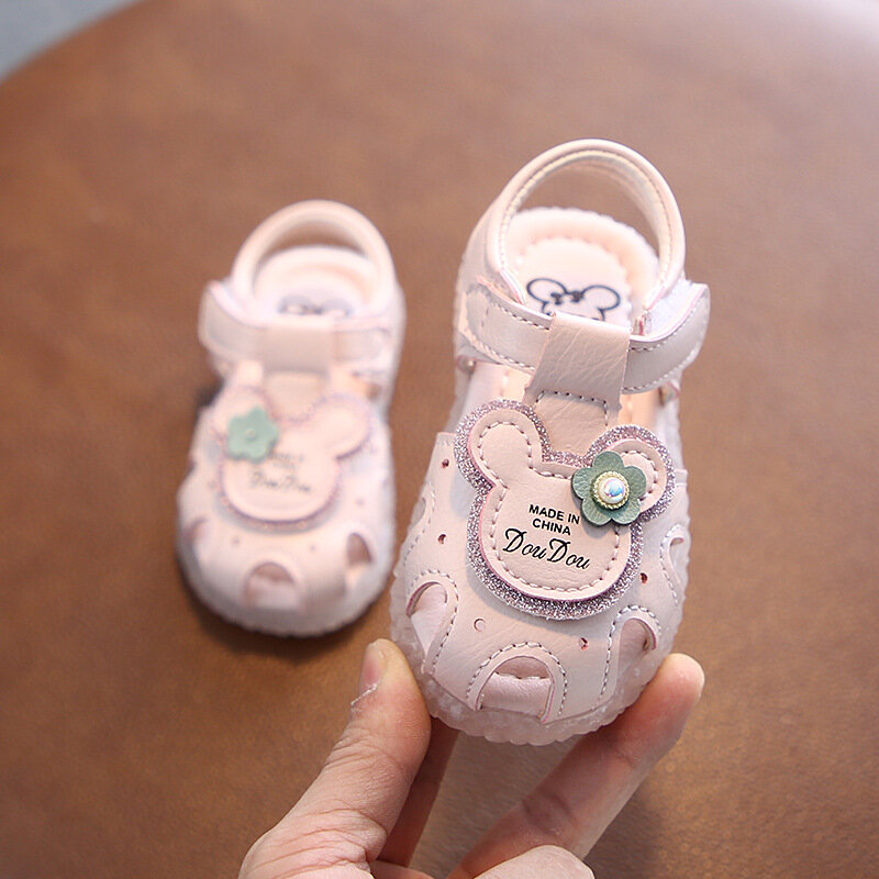 Sandalias de princesa con punta cerrada para niñas, zapatos de verano para niños pequeños, andadores de princesa, 2022